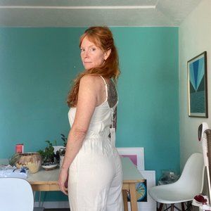 Ozma of California Raw Silk Jumpsuit/Romper Cream/Off-White Sz XS